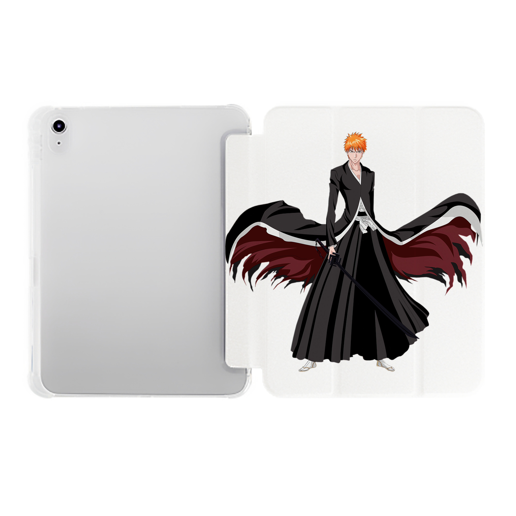 （画像用） ブリーチ 黒崎一護（くろさき いちご）BLEACH Kurosaki Ichigo IPad ケース ペン収納付き 三つ折りスタンド PUレザー×シリコン 対応機種9.5/10.5/10.9インチ